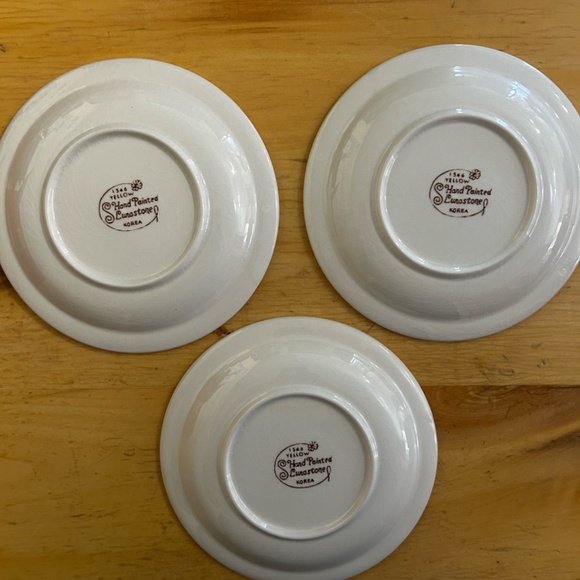 Set of 9 Vintage - 1546 Yellow Hand Painted Lunastone - Korea - Picture 4 of 16